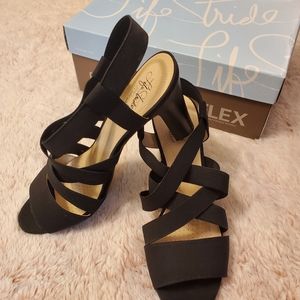 NIB Black strappy heels